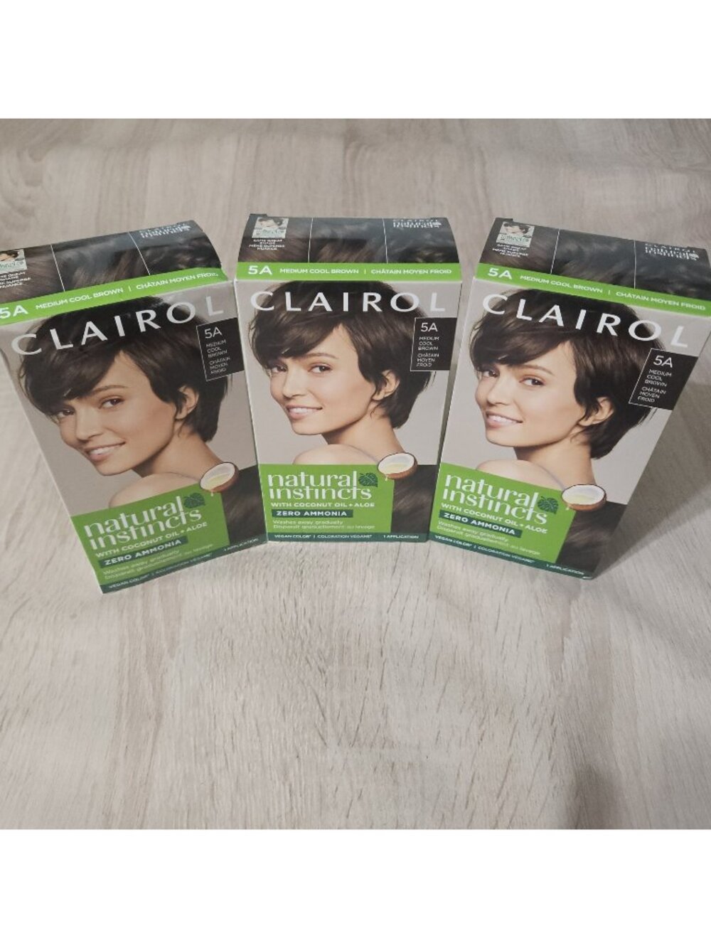 3 PACK Clairol Natural Instincts 5A Medium Cool Brown Semi-Permanent Hair Color